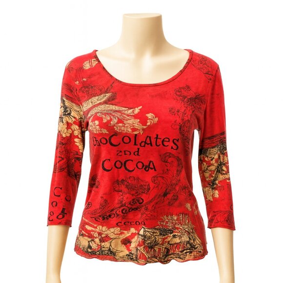 Vintage Jane Ashley Red Top Women’s Medium – 90s Y2K Style, 3/4 Sleeve Blouse - Picture 1 of 6